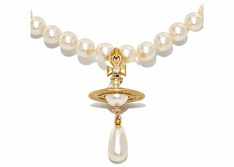 Vivienne Westwood Choker One Row Pearl Drop Gold