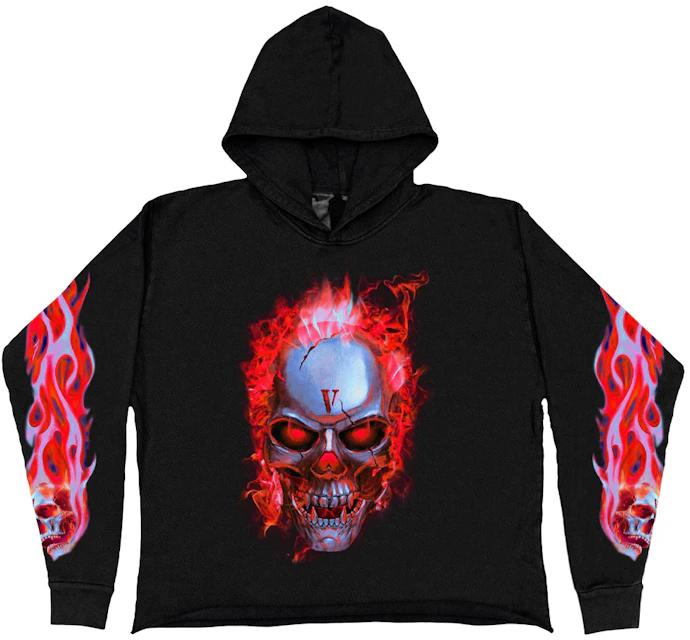Vlone Skully Red Flame Hoodie Black - SS21 - US