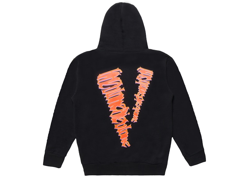 Vlone hoodie 2025 black and orange