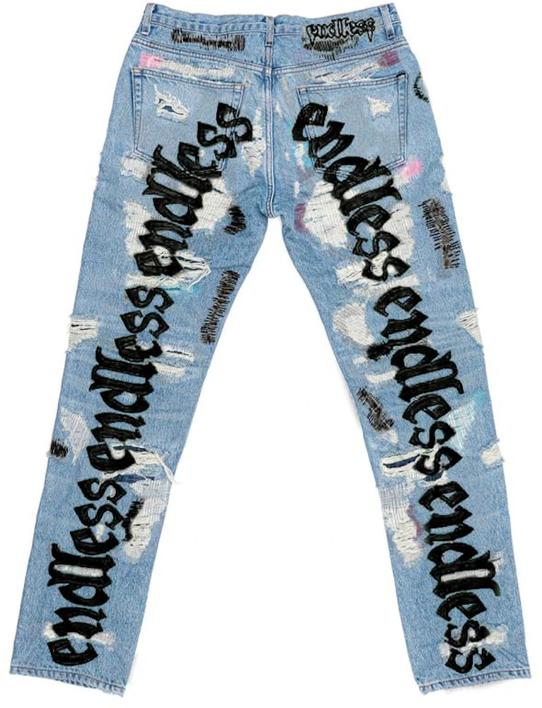 Vlone x Endless Embroidered and Denim Jeans Black SS20 Men's - US