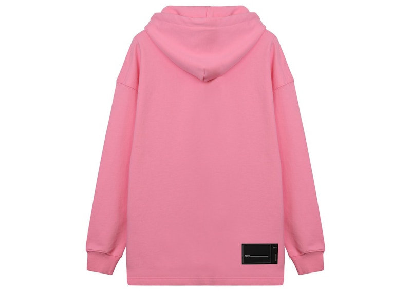 WE11DONE Logo Drawstring Hoodie Pink