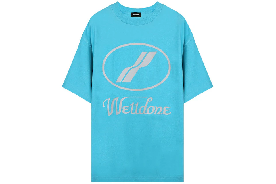 WE11DONE Logo Print Oversized T-shirt Blue