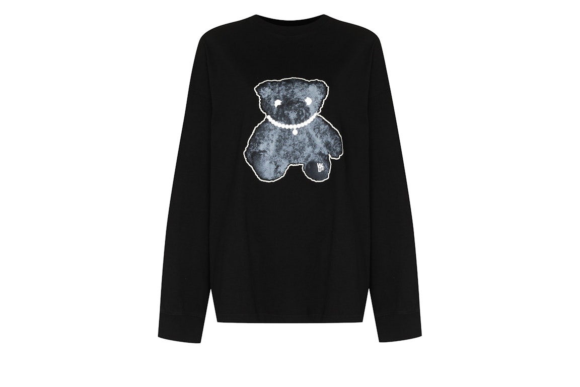 Pre-owned We11 Done We11done Teddy Bear Pearl Print Oversized Hooded Sweatshirt Black