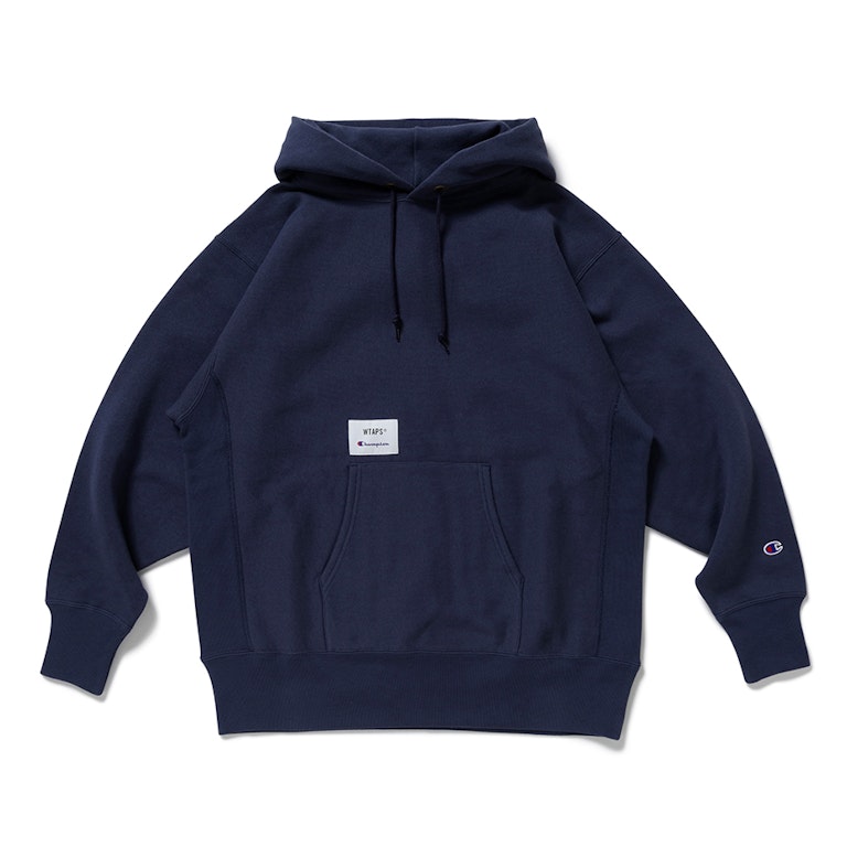 Pre-owned Wtaps X Champion Reverse Weave (r) Hooded Sweatshirt Navy