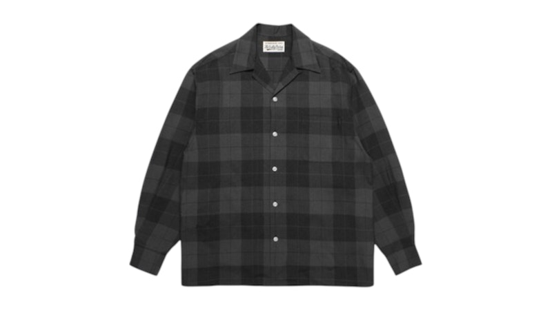 Wacko Maria Check Open Collar Shirt Grey Men's - FW25 - US