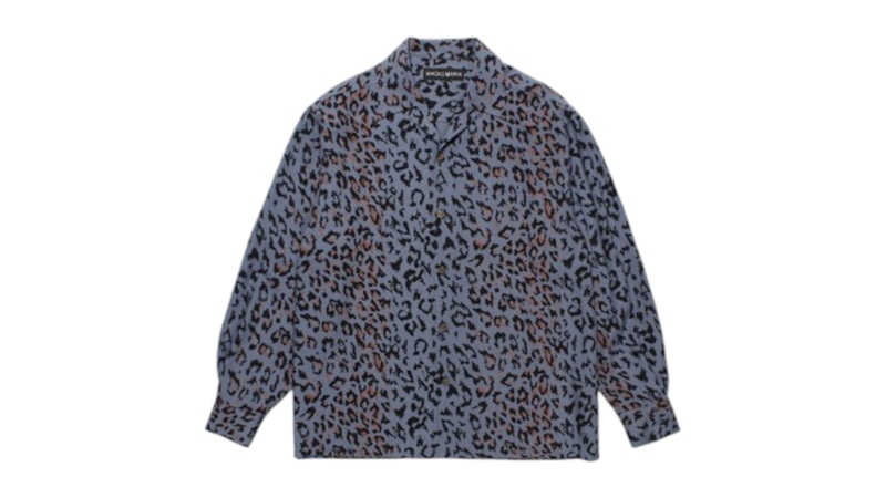 トップス WACKO MARIA BLUE LEOPARD PRINT CASUAL L Wacko Maria Leopard Open Collar Shirt Blue Men's - FW25 - US