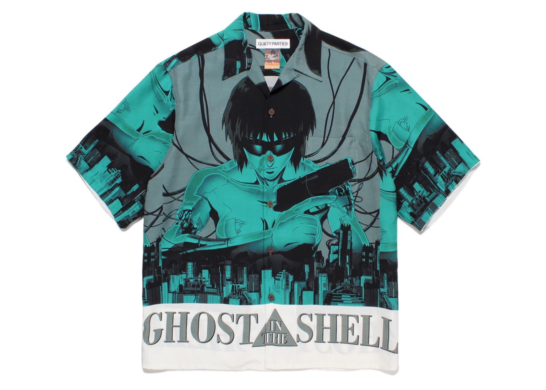 Wacko Maria x Ghost in the Shell #1 Hawaiian Shirt Green