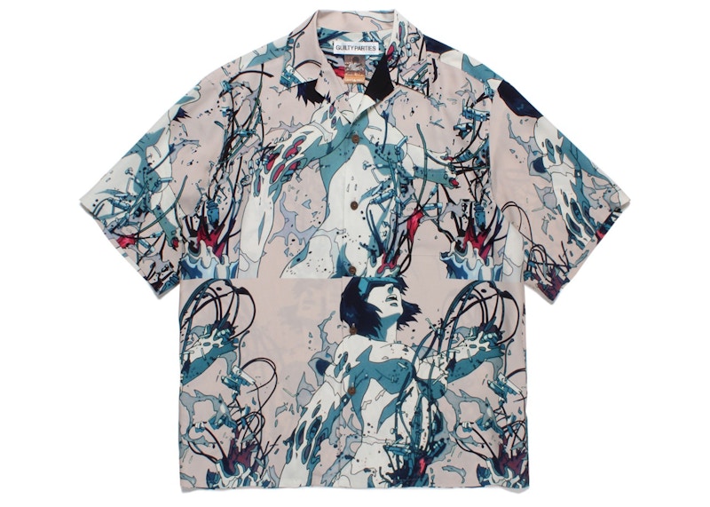 Wacko Maria x Ghost in the Shell #2 Hawaiian Shirt Beige Men's