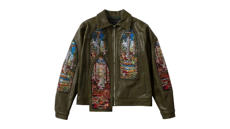 Who Decides War Eden Leather Jacket Olive Green Men's - SS25