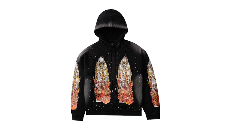 Who Decides War Flame Glass Hooded Sweatshirt Black Men's