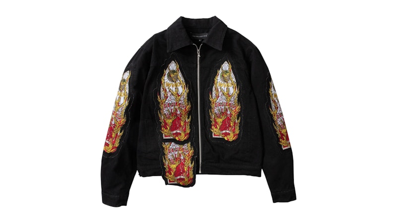 最高の品質 Who Decides War Flame Glass Trucker Jacket Black メンズ トップス