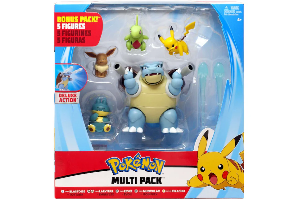 Wicked Cool Toys Pokemon Blastoise, Larvitar, Eevee, Munchlax & Pikachu Bj's Exclusive Multi Figure (Set of 5)