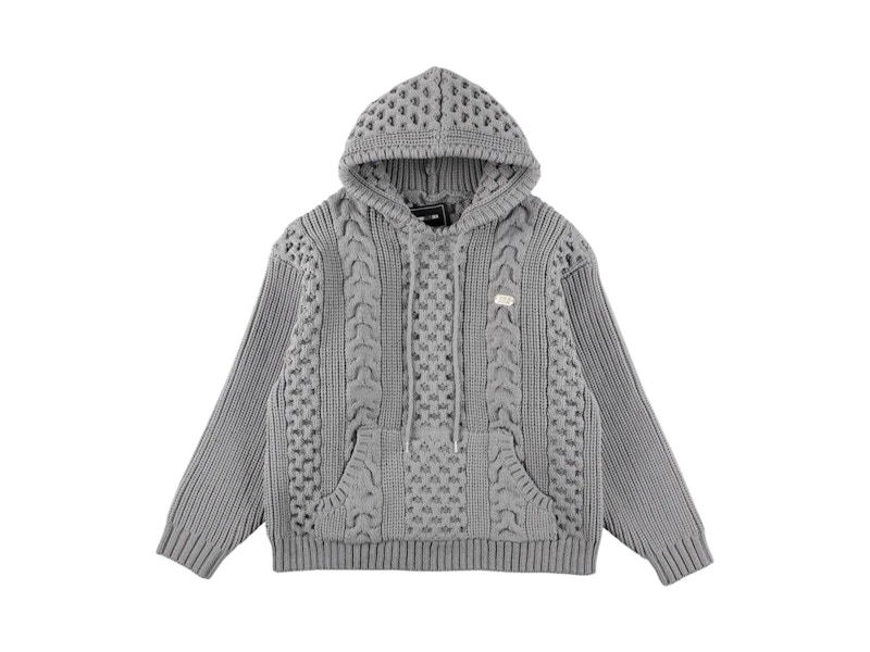 Wind and Sea Cable Knit Hooded Sweater Gray - US
