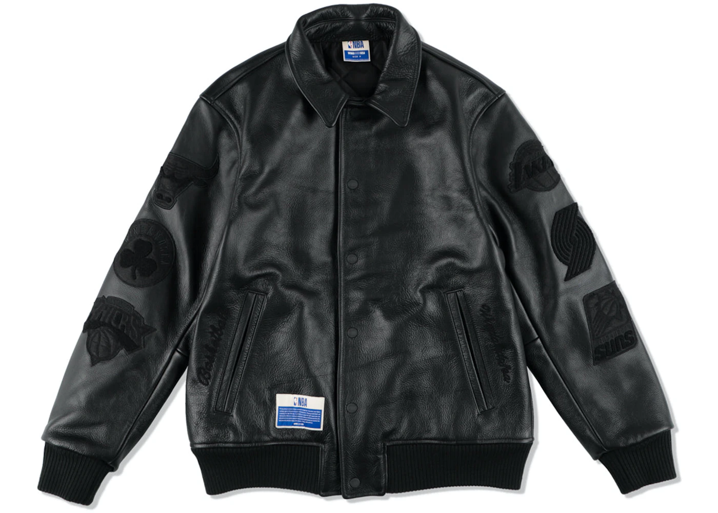 Wind and Sea NBA Leather Jacket Black Uomo - SS23 - IT