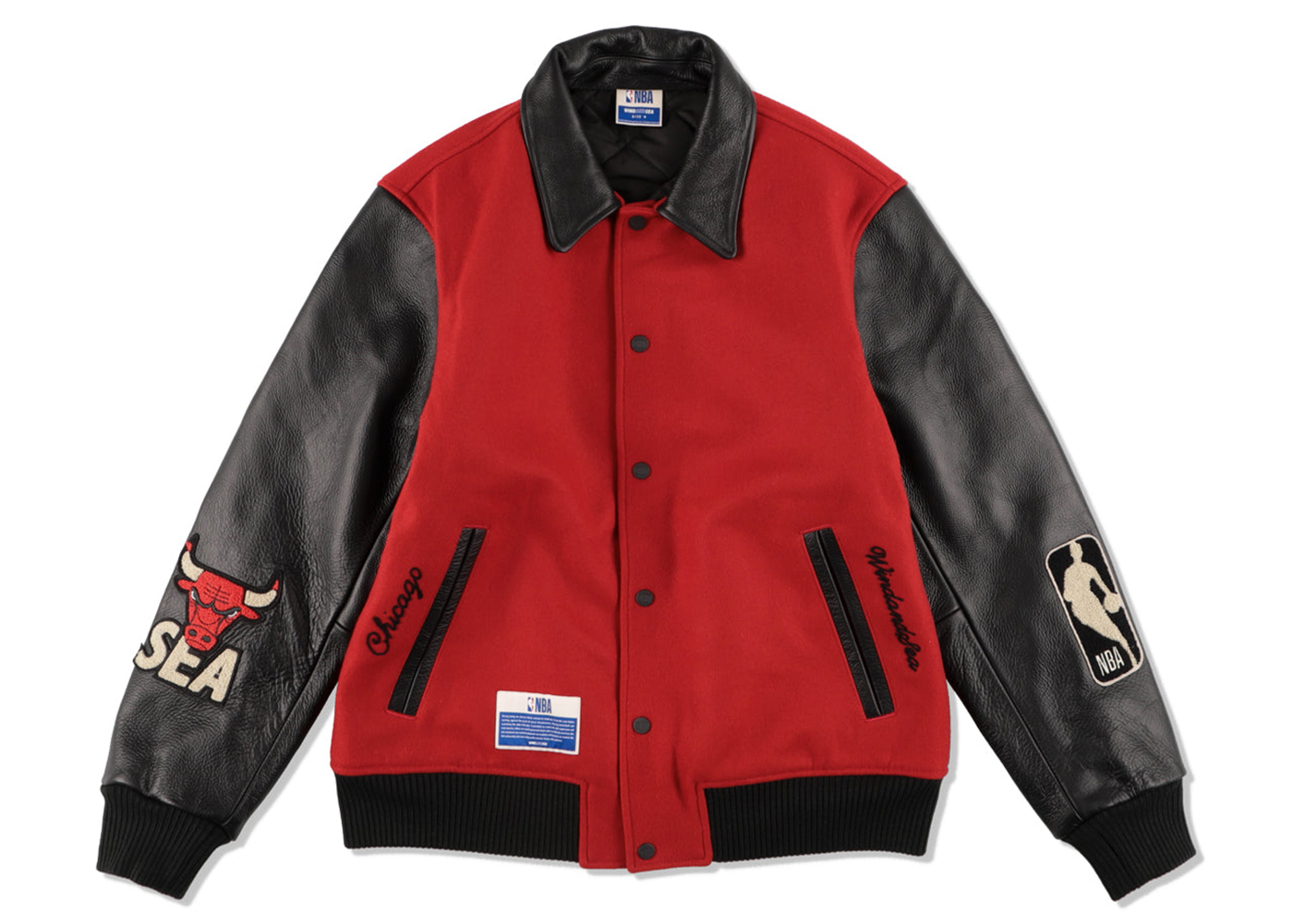 Wind and Sea NBA Leather Melton Jacket Jacket Chicago Bulls Men's