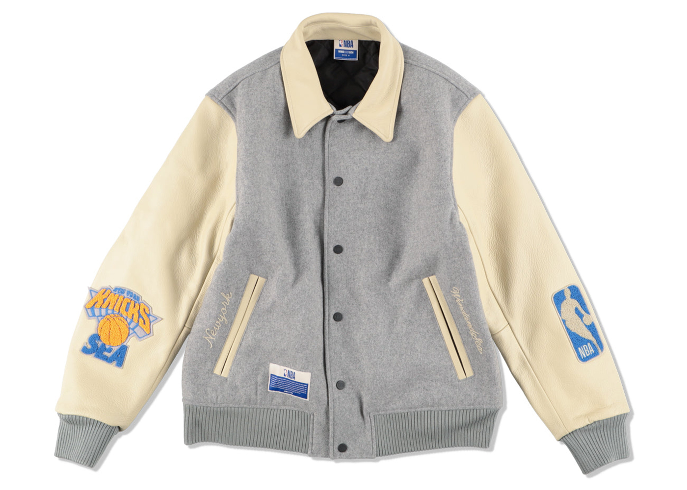 Wind and Sea NBA Leather Melton Jacket Jacket New York Knicks