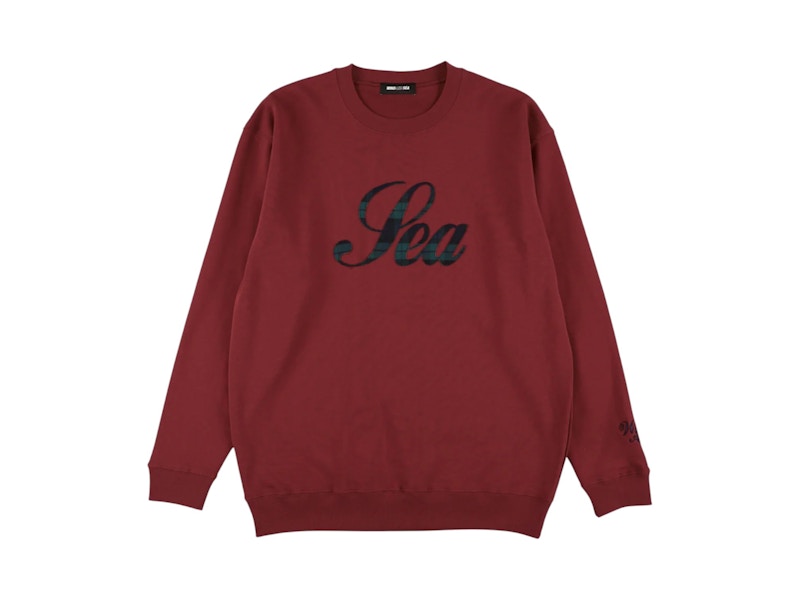 Wind and Sea Script Crewneck Sweatshirt Burgundy - US