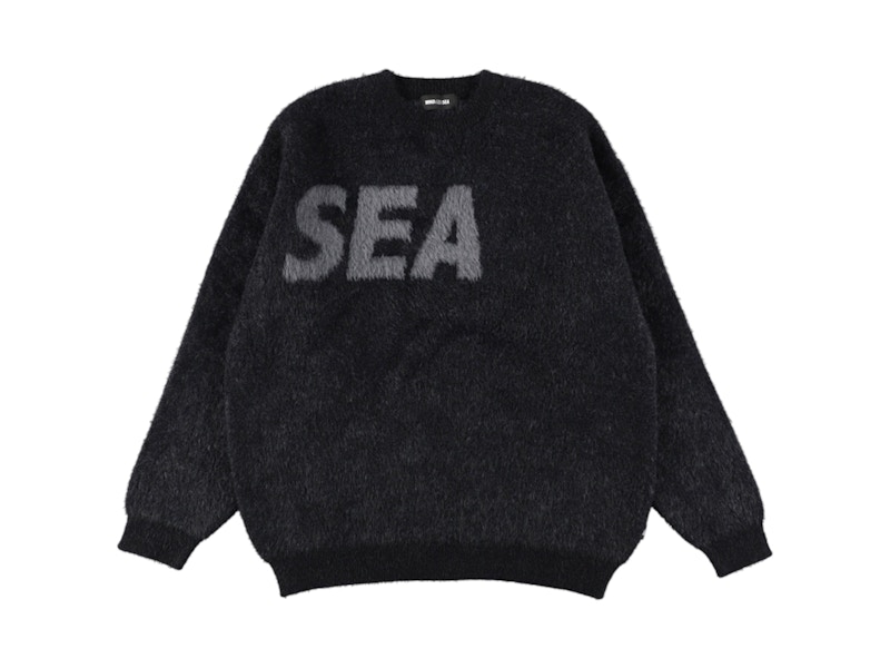Wind and Sea Shaggy BIGSEA Knit Sweater Black - JP