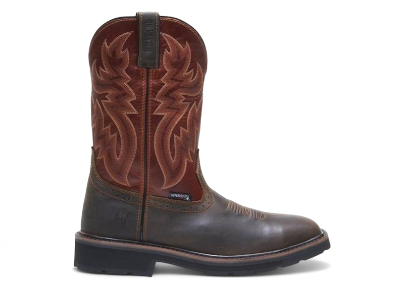 Botas Wellington de 10 pulgadas con punta de acero impermeables Wolverine Rancher, color marrón oxidado