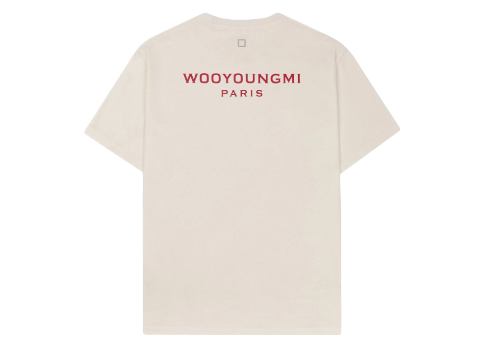 Wooyoungmi Red Back Logo T-Shirt Ivory Men's - US
