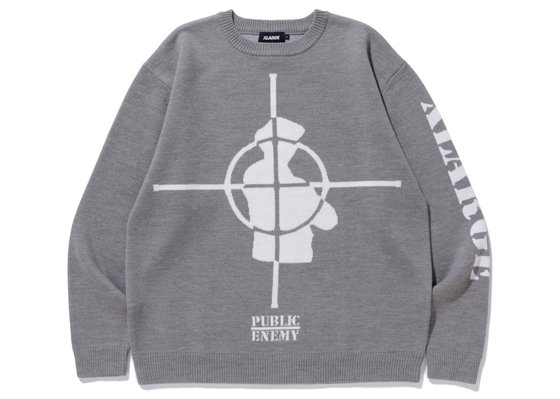 XLARGE x Public Enemy Crewneck Knit Sweater Ash Grey Men's - FW22 - GB