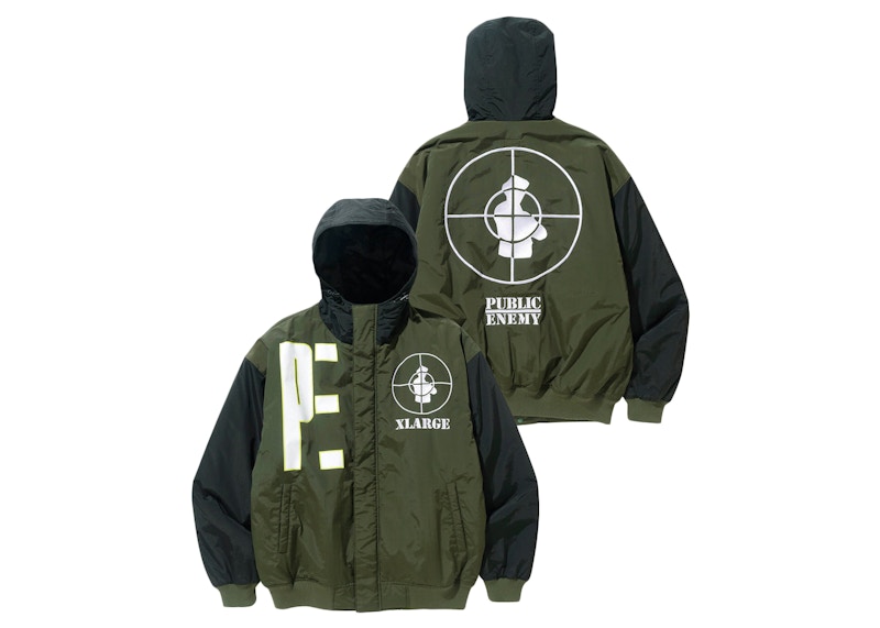 XLARGE x Public Enemy Nylon Puffer Jacket Olive Men's - FW22