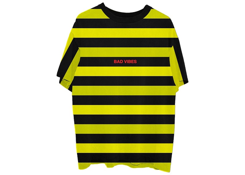 XXXTentacion Bad Vibes Forever Striped T-shirt Black/Yellow Men's - US