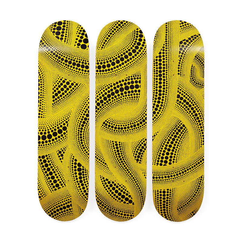 Yayoi Kusama Trees Triptych Skateboard Deck Set Yellow