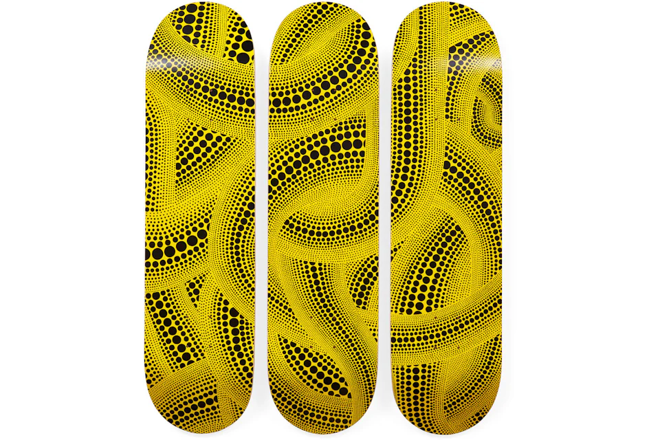 Yayoi Kusama Trees Triptych Skateboard Deck Set Yellow