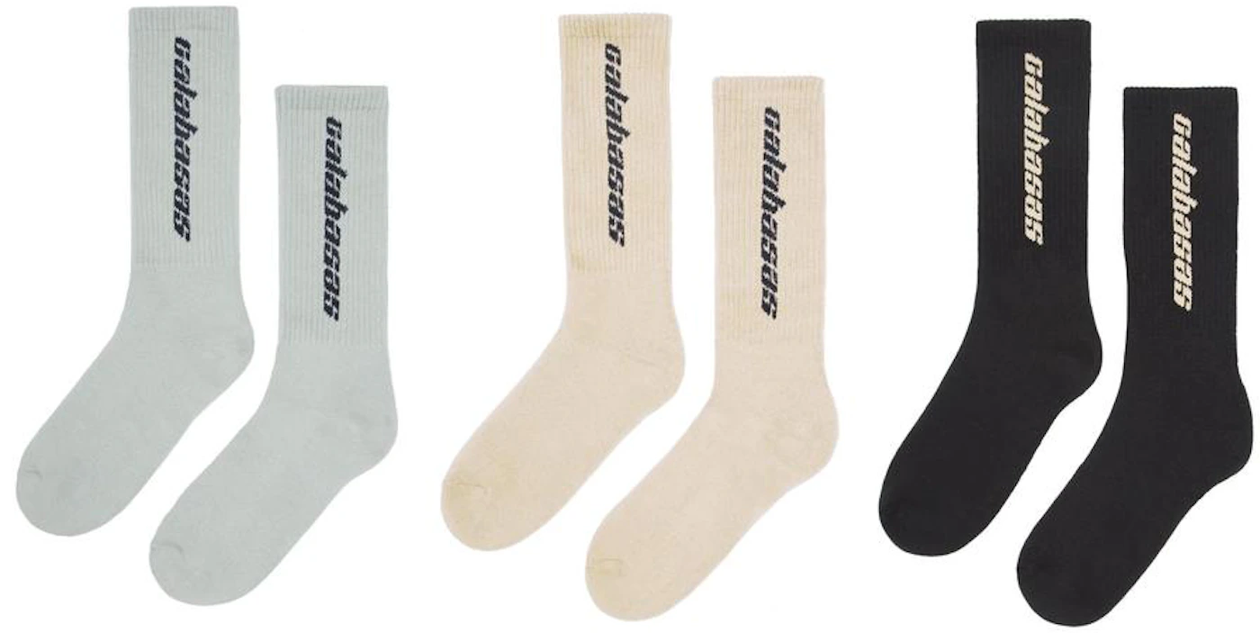 Yeezy Calabasas Socks (3 Pack) Core/Glacier/Sand Men's - FW18 - US