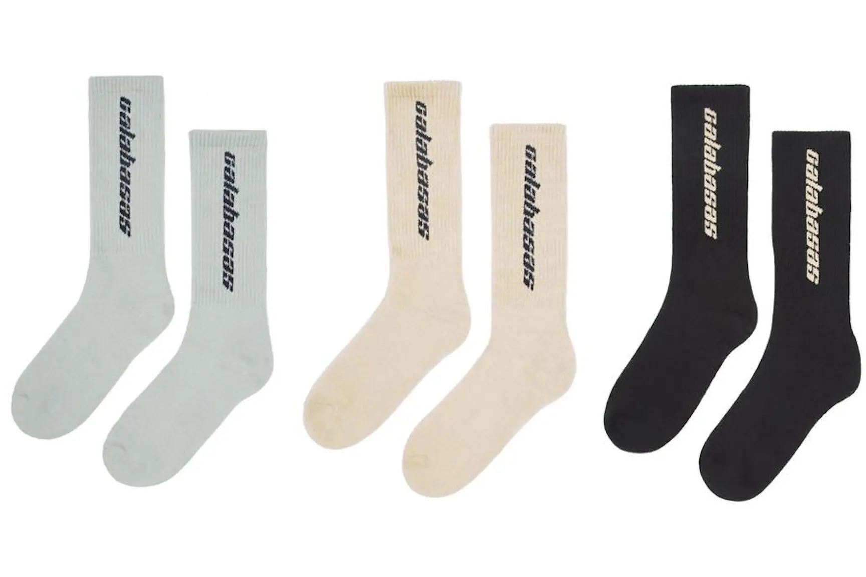 Yeezy Calabasas Socks (3 Pack) Core/Glacier/Sand Men's - FW18 - US