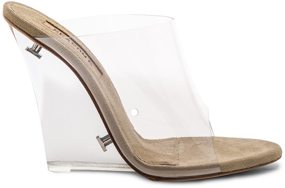 CHANEL PATENT LEATHER WITH CLEAR TRANSPARENT PVC TRIM WEDGE