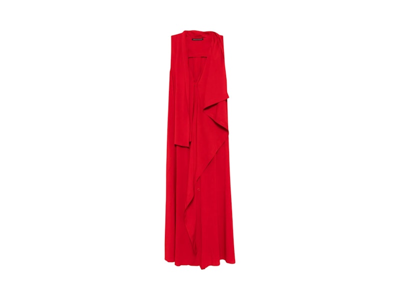 YOHJI YAMAMOTO Pre-owned Women's Long Draped Sleeveless Dress In Red