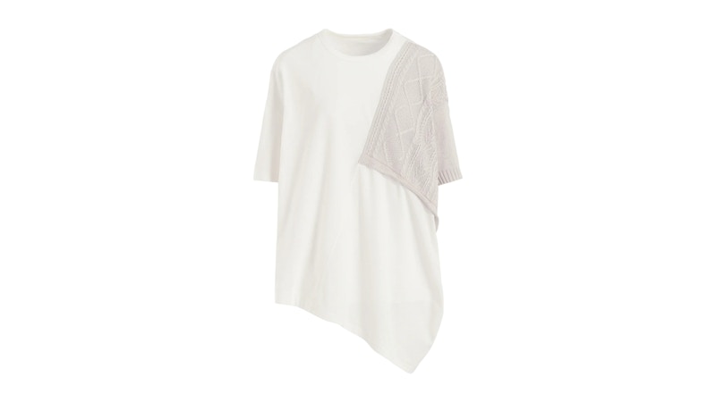 Yohji Yamamoto Women's Switching Short Sleeve Top Light Grey