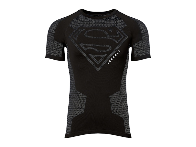 Pre-owned Youngla Men's  X Superman Compression Tee Shirt In Black