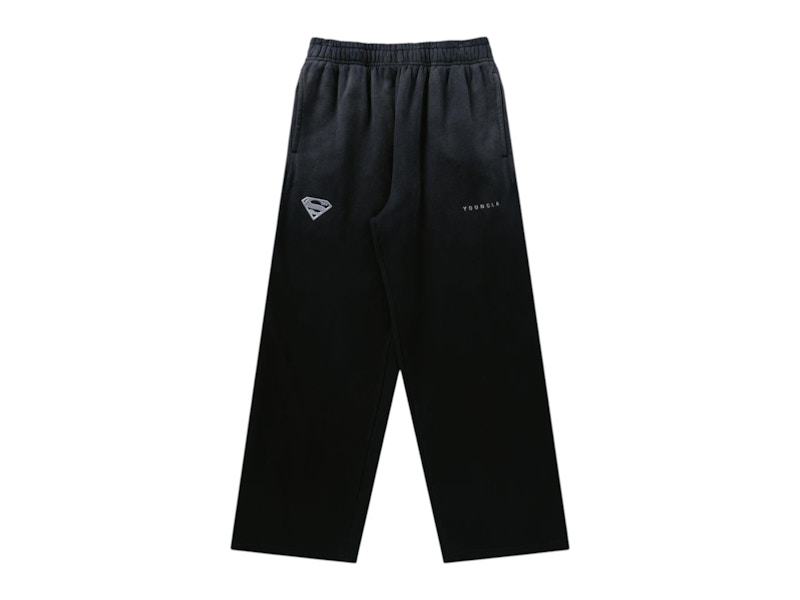 Pre-owned Youngla Men's  X Superman Sweatpants In Black Wash