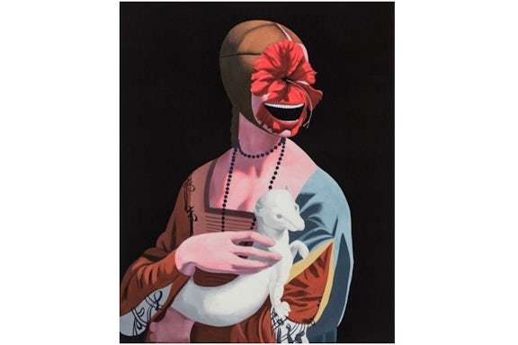 Grabado de hibisco de Yue Minjun (firmado, edición de 40 ejemplares)