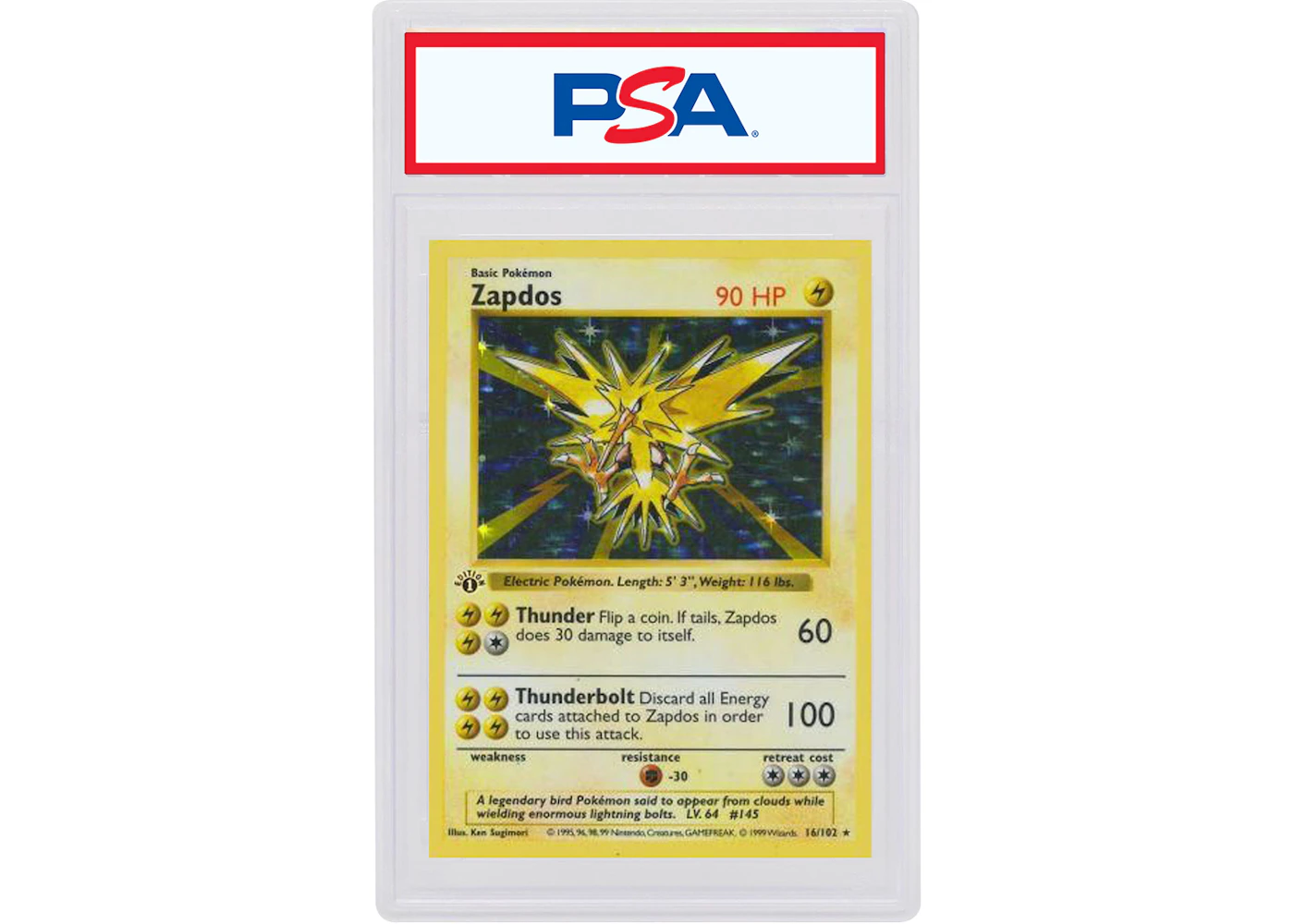 Zapdos-Holo 1999 Pokemon TCG Base Set 1st Edition #16/102 (PSA or BGS Graded) - 1999 - US Zapdos-Holo 1999 Pokemon TCG Base Set 1st Edition #16/102 (PSA or BGS Graded) - 1999 - US