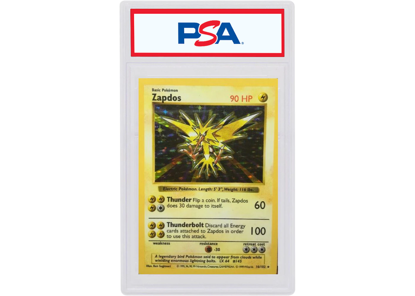 Zapdos-Holo 1999 Pokemon TCG Base Set Shadowless #16/102 (PSA or BGS Graded) - 1999 - US Zapdos-Holo 1999 Pokemon TCG Base Set Shadowless #16/102 (PSA or BGS Graded) - 1999 - US