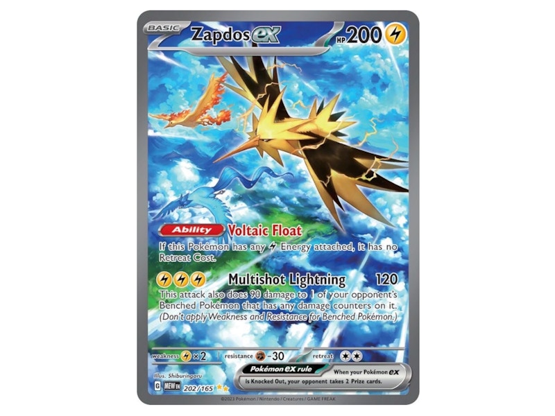 Pokemon Zapdos ex 2023 Pokémon Scarlet & Violet 151 Special Illustration Rare 151/202 Ungraded Trading Card