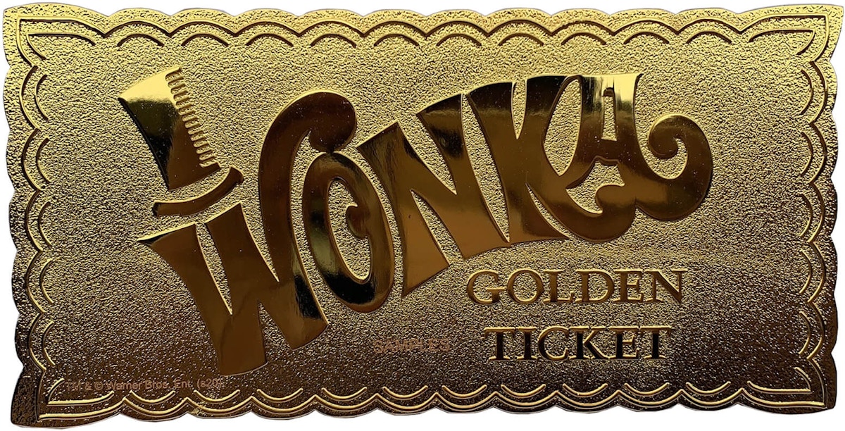 Zavvi Exclusive Willy Wonka 24K Gold Plated Winning Ticket Limited Edition Replica Zavvi Exclusive Willy Wonka 24K Gold Plated Winning Ticket Limited Edition Replica