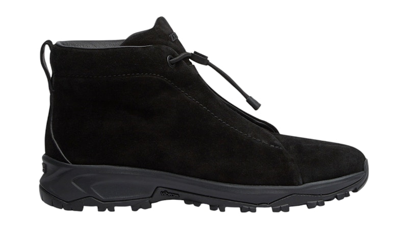 Zegna Suede Triple Stitch Vetta Sneakers Black Men's - LHNVB