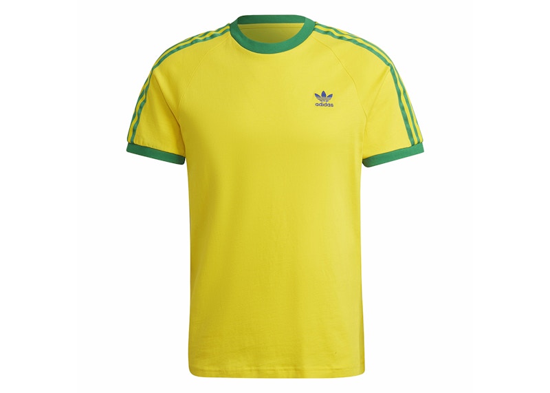 Adidas originals california 3 stripe t shirt green on sale