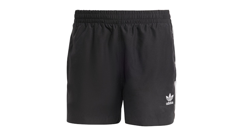 adidas Adicolor 3-Stripes Swim Shorts Black White Men's