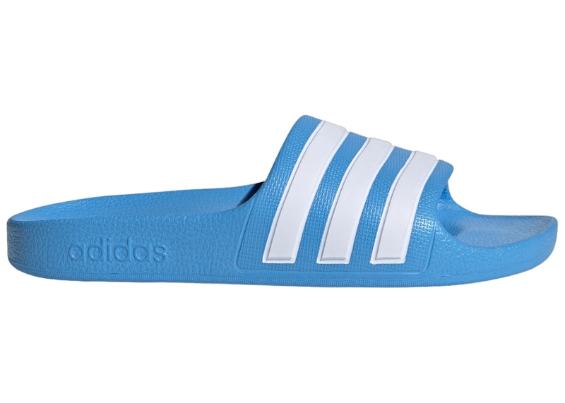 Pre-owned Adidas Originals Adilette Aqua Slides Sneakers In Blue Burst/cloud White In Multi