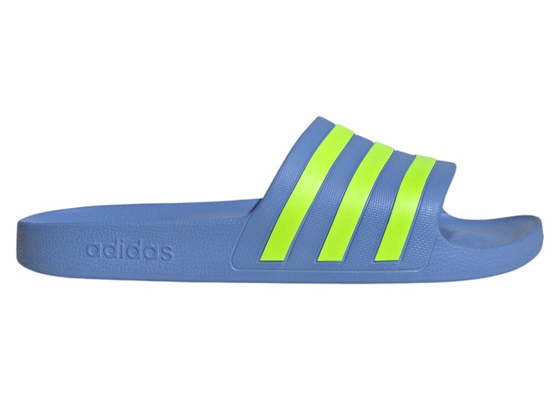 adidas Adilette Aqua Slides Blue Fusion Lucid Lemon - JS1127