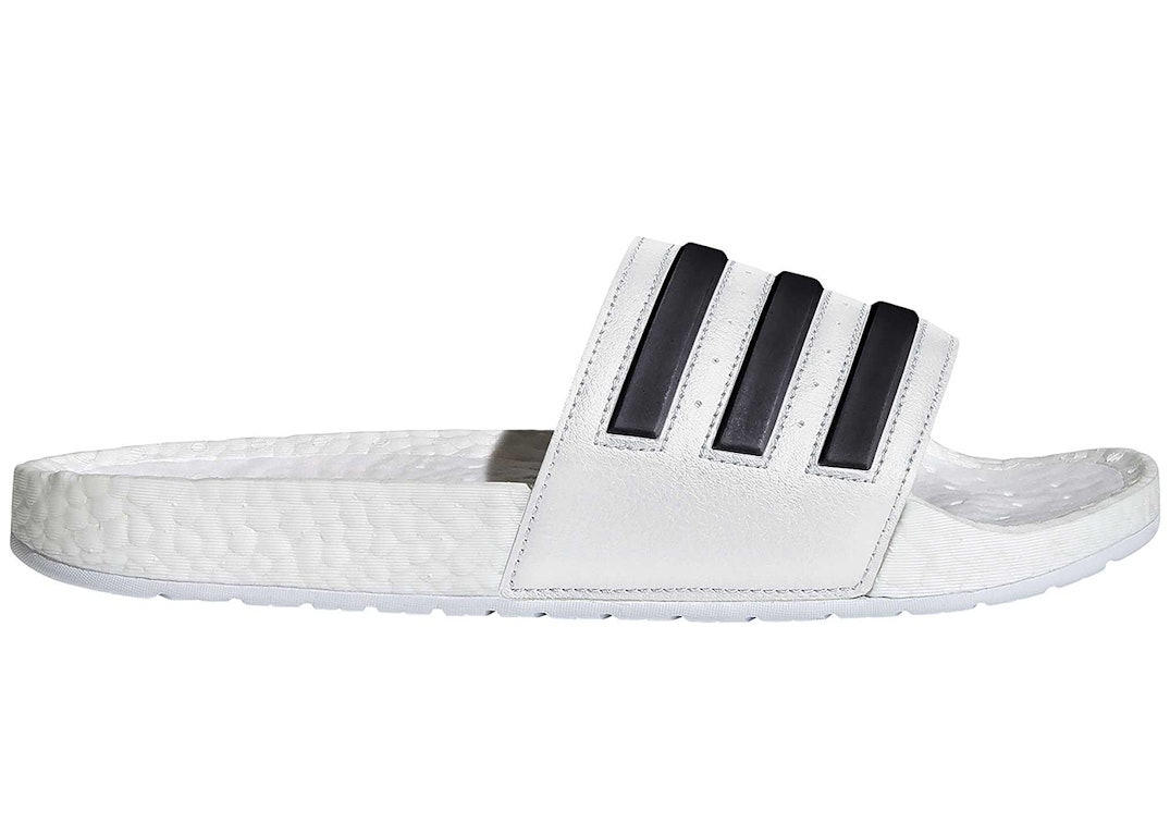 Pre-owned Adidas Originals Adidas Adilette Boost Slides White Black Stripes In Cloud White/core Black/cloud White