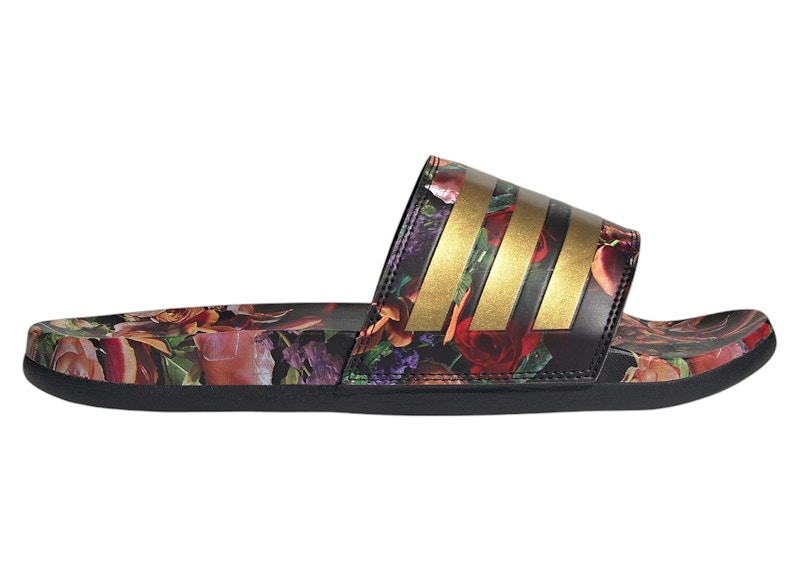 adidas Adilette Comfort Slides Black Gold Metallic - IE1018