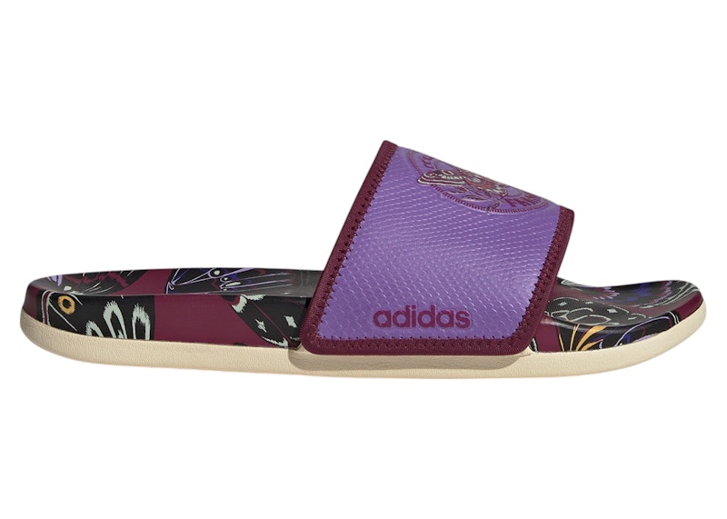 Pre-owned Adidas Originals Adilette Comfort Slides (women's) Sneakers In Purple/warm Vanilla In Multi