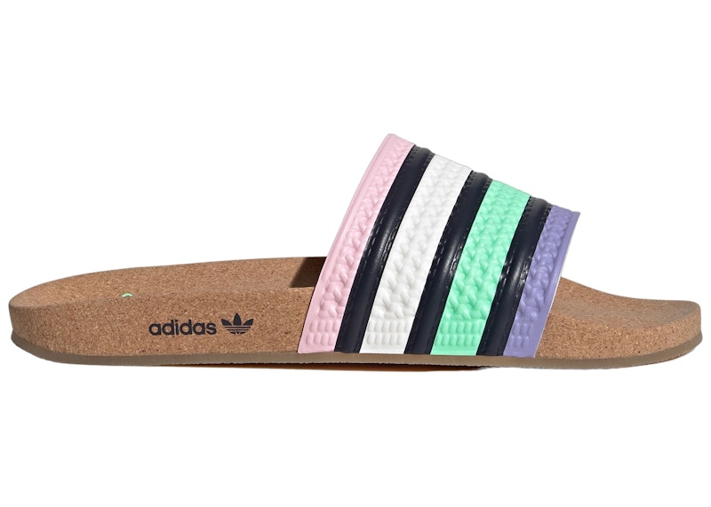 adidas Adilette Cork Slides Pulse Mint Legend Ink Light Purple Men s GV7075 US